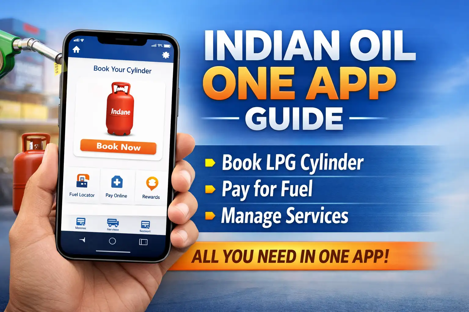 Indian Oil One App LPG booking dashboard screen