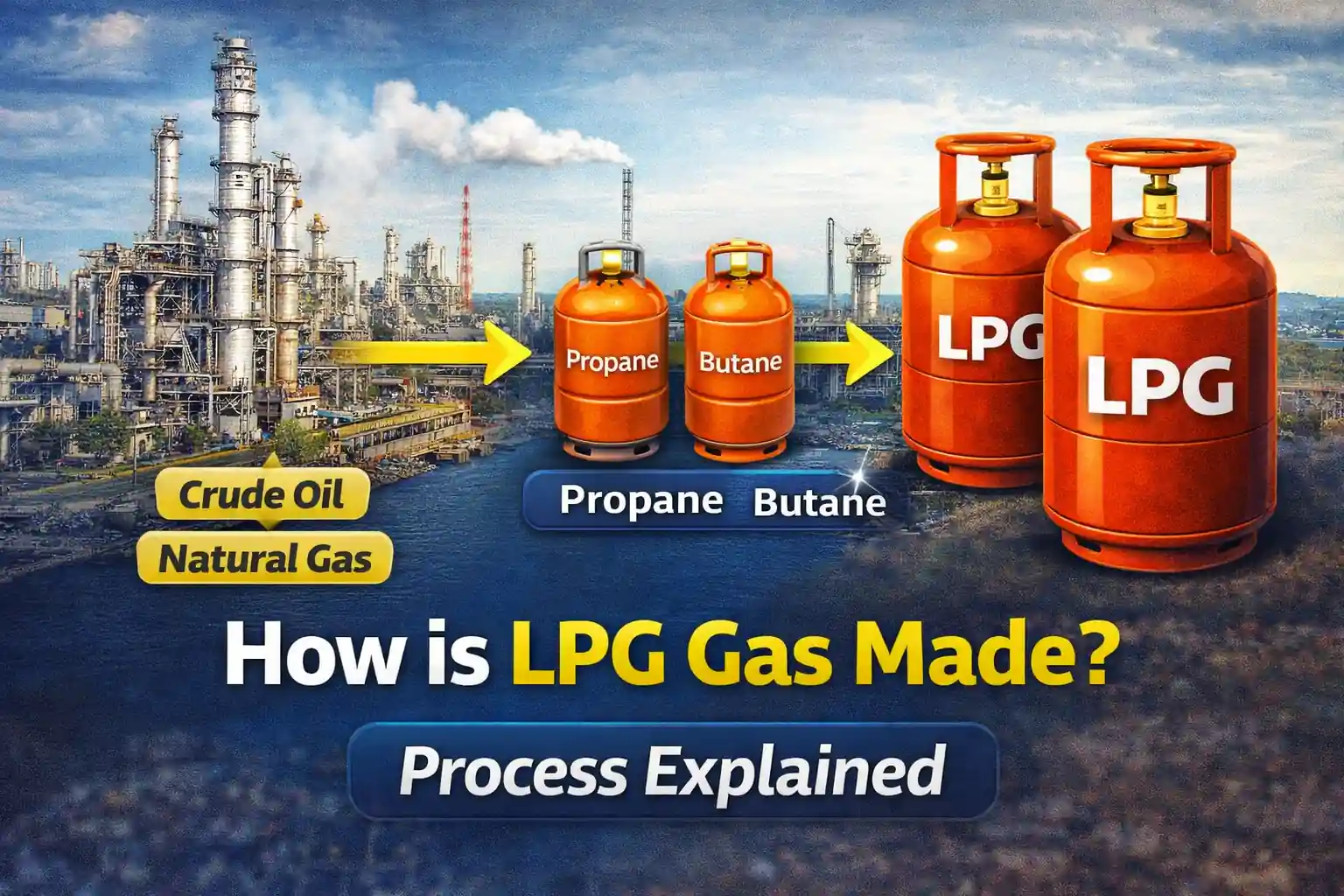 How LPG gas made process from crude oil and natural gas refinery