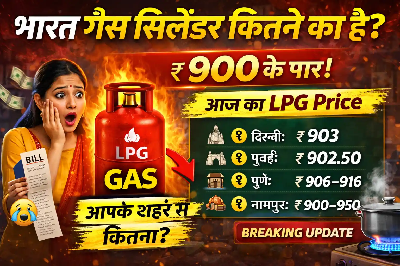 भारत गैस सिलेंडर कीमत आज का LPG price India