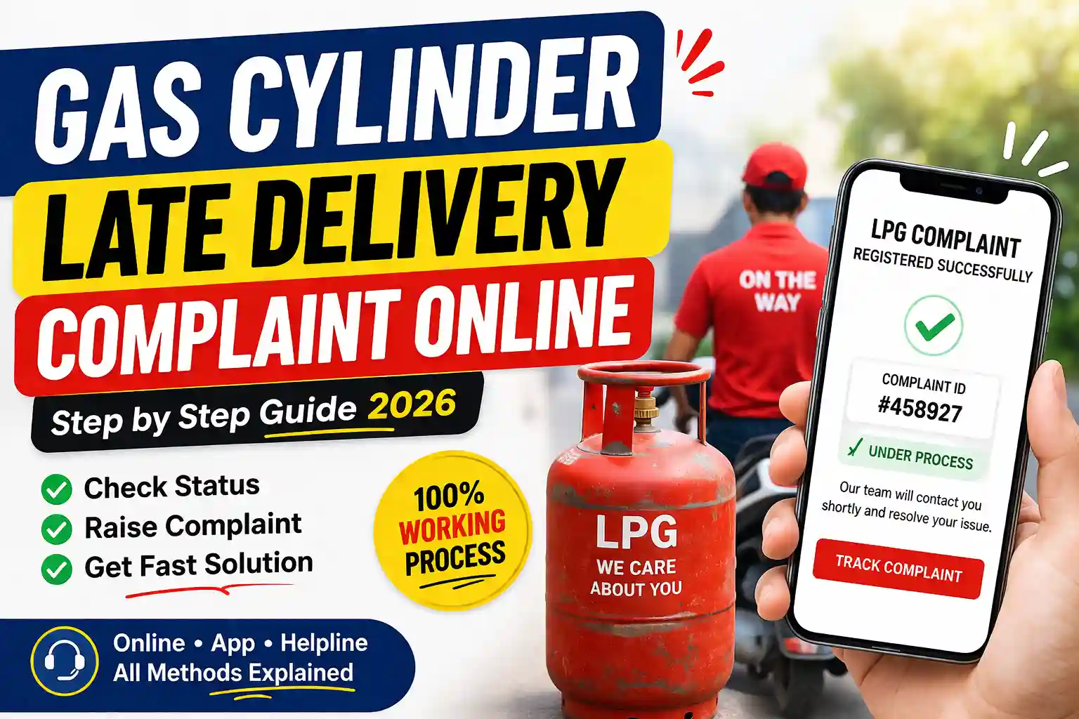 gas cylinder late delivery complaint online process India